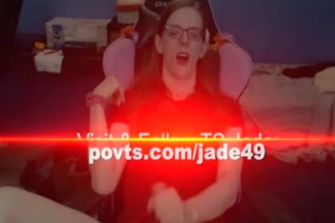 Nerdy tranny Jerks giant knob cam