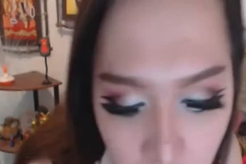 Super cute tranny Stroking Her Hard dick