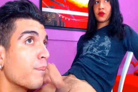chap Slurps ladyman monstrous cock And Masturbates