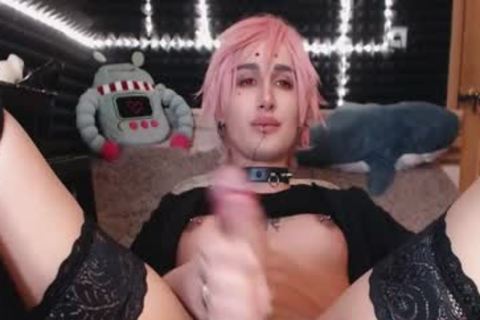 black stockings Femboy Jerks cock