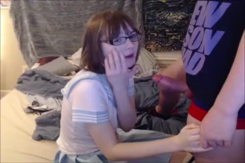 tranny blowing Her Partner's cock And that dude Cums On Her Face