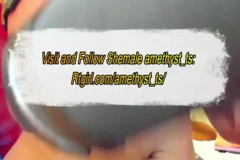 large boobs Cosplayer Filipina Ladyboy Stroking Her large weenie