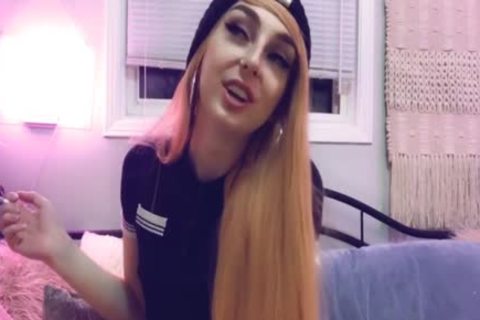 tranny TS Elle B In Solo Masturbation Tugging Her knob