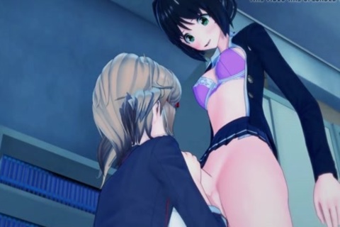 Futa Miku plows Hibiki On A Table, Cums In Her pussy.