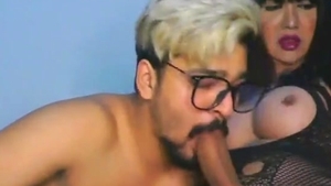 large milk shakes Thai shemale In dark hose acquires blowjob By Her Boyfriend