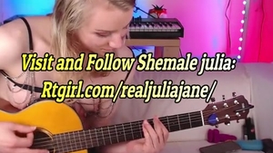 blonde Trans cutie Plays The Guitar On cam