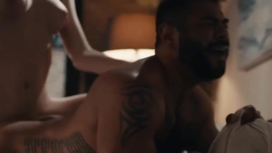 fat chap Massages TS Stepdaughter And Lets Her gangbang His arse