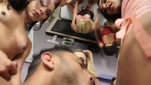 Six shemales cum Blast One man