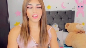 ladyboy With blonde Hair Jerking Her ramrod