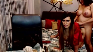 Two lustful tranny Playfully pound Each Other