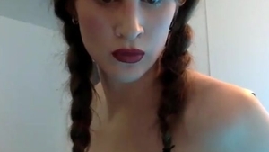 petite melons American brunette hair Transgirl With tiny 10-Pounder Webcams Solo