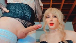 blonde lady-man Strokes Her big Shaft