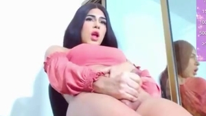 nice-looking latin chick legal age teenager Trans babe Jerks Off Her large cock
