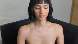 Skinny Transgirl With petite melons And Tattoos Tugs Her ramrod