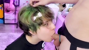 lascivious Femboy Sucks A Flacid Piece Of cock