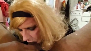 Sissy Crossdresser Annette Sucks And gets Dildoed, Facial