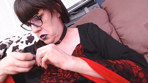 Mikaela Lilyskin Goth With humongous Messy Makeup