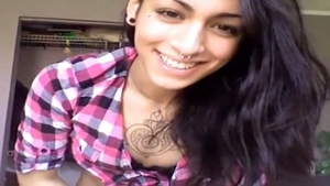 brunette teen With Pierced Nose